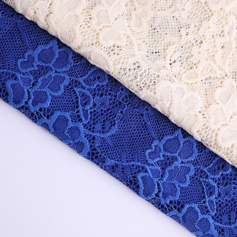 Lace Fabric Beige Nylon Warp Knit for Women's Wear Wholesale Supplier 8